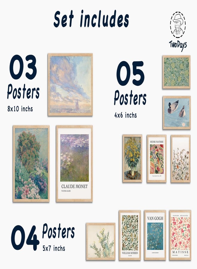 TwoDays Vintage Eclectic Wall Art Prints, Colorful Maximalist Room Decor Aesthetic, Famous Artist Painting Gallery Artwork Posters for Dorm. (Multi Sizes, 8" X 10" Largest, Set of 12, UNFRAMED) - Image 2