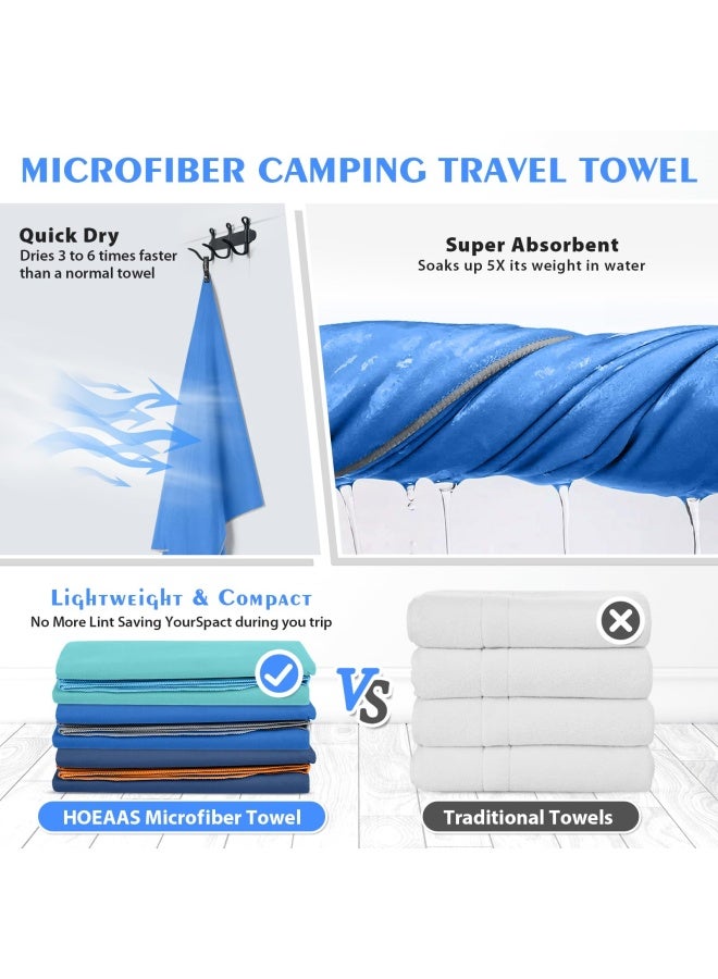 HOEAAS 2 Pack Microfiber Camping Towels Quick Dry Towel Super Absorbent Ultra Compact Travel Towel Soft Lightweight Sports Towel For Sweat Fast Drying Towels For Pool Gym Hiking Backpacking Fitness - Image 4