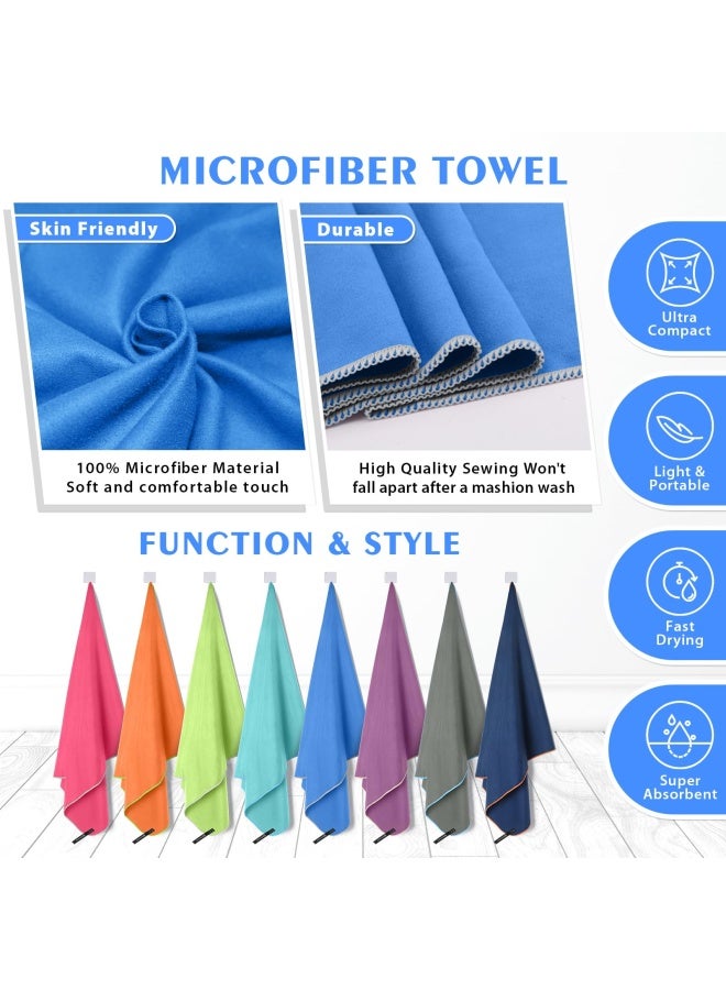 HOEAAS 2 Pack Microfiber Camping Towels Quick Dry Towel Super Absorbent Ultra Compact Travel Towel Soft Lightweight Sports Towel For Sweat Fast Drying Towels For Pool Gym Hiking Backpacking Fitness - Image 5