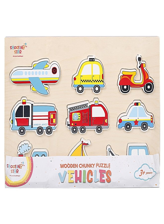 Shooting Star Large Transport Puzzle, 9-Piece Chunky Wooden Learning Toy, Multicolour, Age 3+ - Image 4