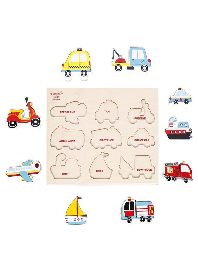 Shooting Star Large Transport Puzzle, 9-Piece Chunky Wooden Learning Toy, Multicolour, Age 3+ - Image 5