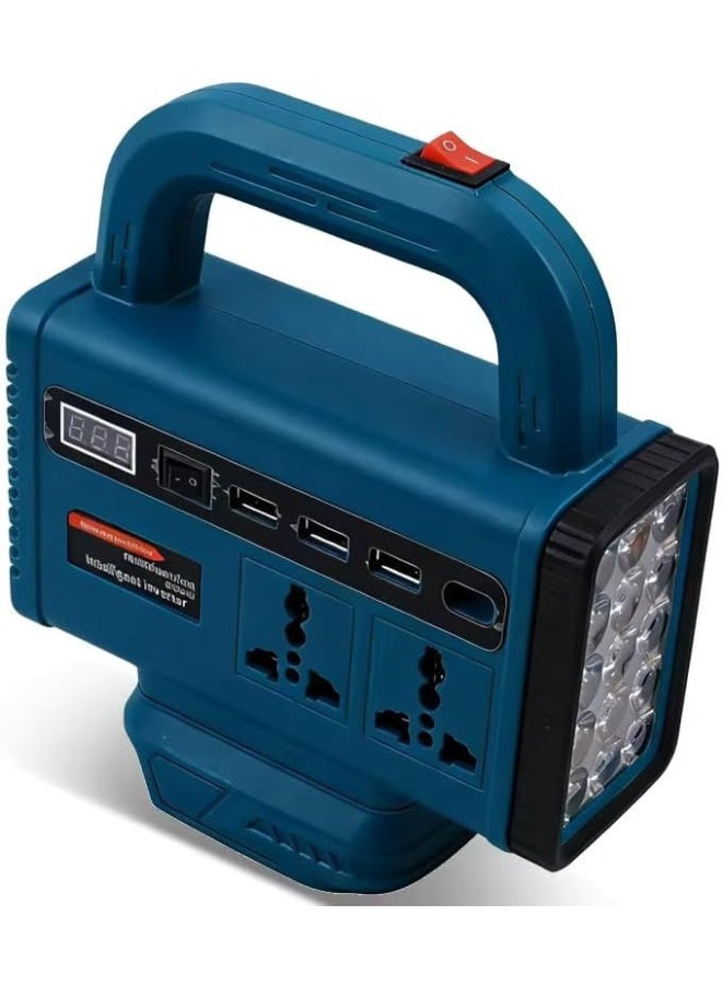 Toshionics 300W Multi-Functional Battery Inverter for 18V/20V Batteries, DC to AC Power Converter, 220V Universal Socket, Dual USB & USB-C Fast Charging, Portable Emergency Power Supply with LED Light - Image 4