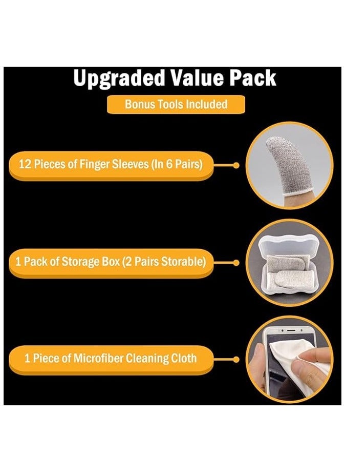 Raxoom Promass Gaming Finger Sleeves for Mobile Game Controllers (12 Pieces in 6 Pairs), Mobile Gaming Sleeve, Finger Sleeve, Thumb Sleeves with Microfiber Cleaning Cloth and Storage Box - Image 3