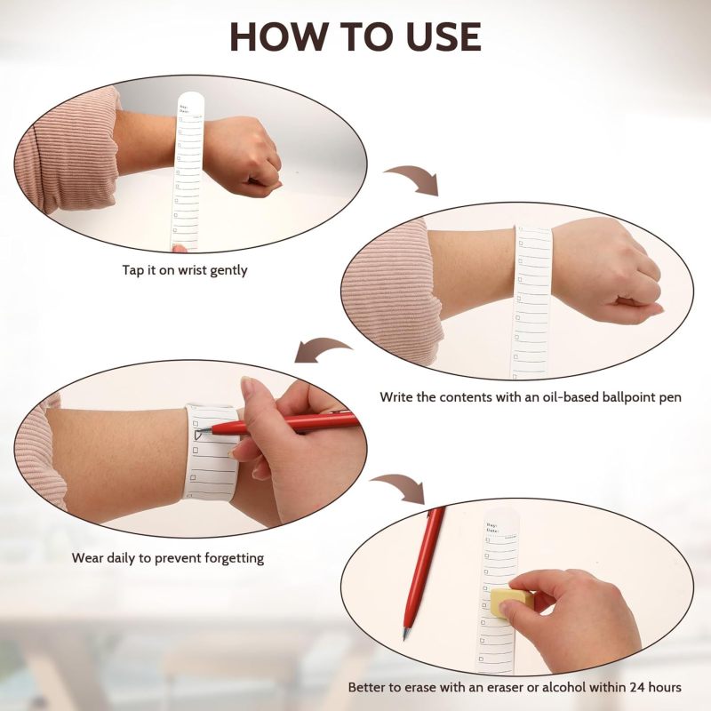 Notebook bracelet, writing pat can erase memo silicone snap ring 4pcs 238 * 30 blue x2 + 238 * 30 white x2 - Image 5