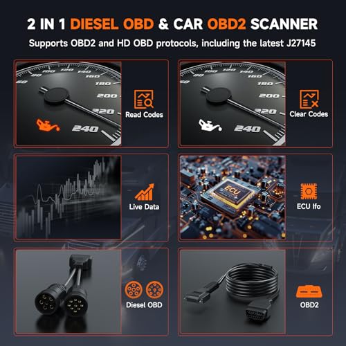 Ancel ANCEL HD3300 Heavy Duty Truck Scanner Full System Diesel Scanner Diagnostic Tool DPF Regeneration Scanner for Cummins, Detroit, Caterpillar, Paccar, Hino & 99% Truck Compatibility & More - Image 5