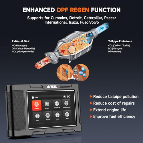 Ancel ANCEL HD3300 Heavy Duty Truck Scanner Full System Diesel Scanner Diagnostic Tool DPF Regeneration Scanner for Cummins, Detroit, Caterpillar, Paccar, Hino & 99% Truck Compatibility & More - Image 3