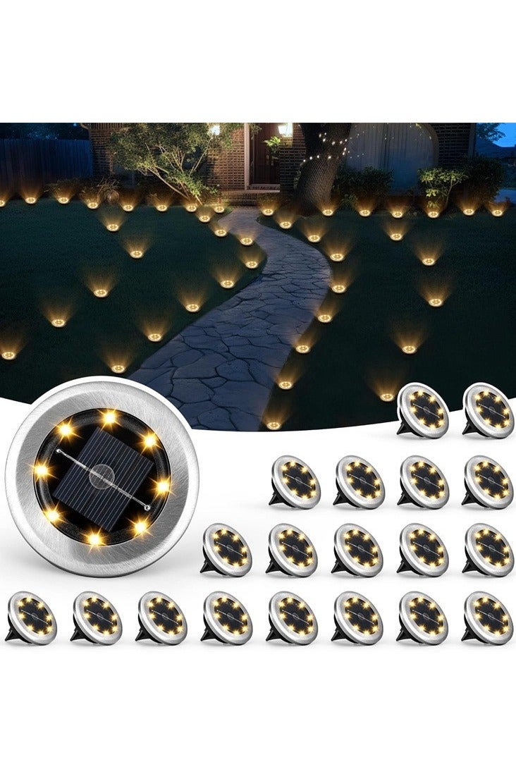 4 Pack Solar Ground Lights Outdoor Waterproof LED Pathway Landscape Garden Lamps Auto On/Off Warm White for Yard Lawn Patio Walkway - Image 1