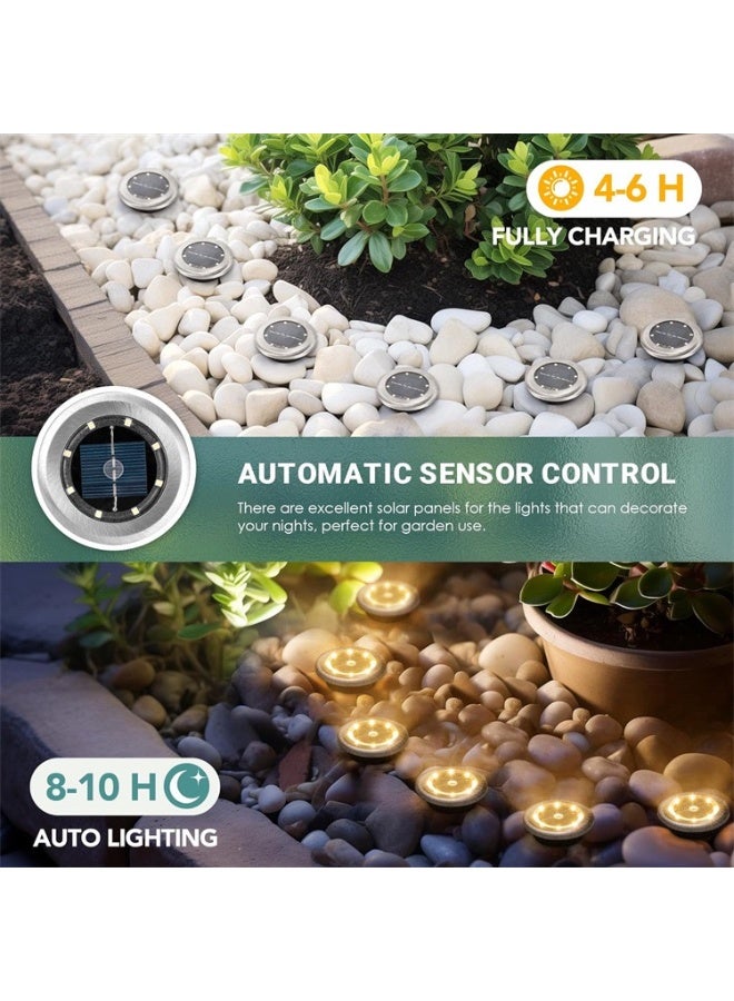 4 Pack Solar Ground Lights Outdoor Waterproof LED Pathway Landscape Garden Lamps Auto On/Off Warm White for Yard Lawn Patio Walkway - Image 3