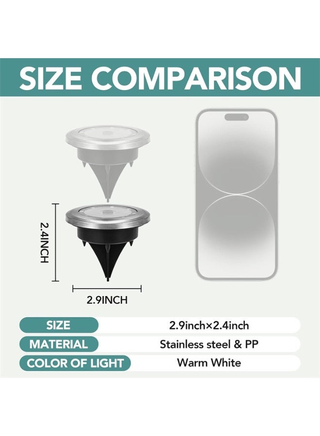 4 Pack Solar Ground Lights Outdoor Waterproof LED Pathway Landscape Garden Lamps Auto On/Off Warm White for Yard Lawn Patio Walkway - Image 2