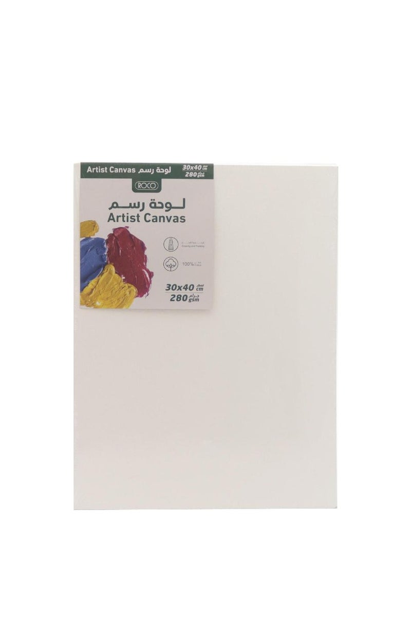 روكو لوحة قماشية مستطيلة الشكل بلمسة نهائية خشنة 30 × 40 سم