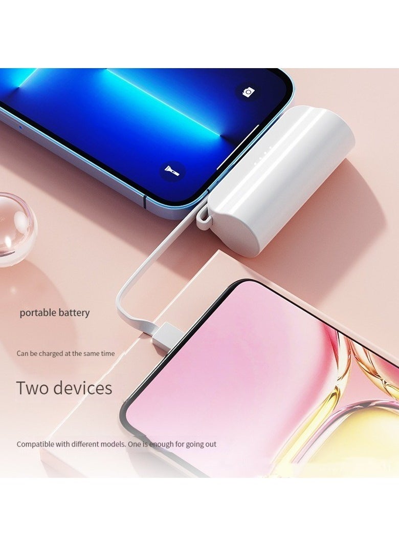 Generic - 10000 mAh large capacity capsule power bank Apple and Typec cable dual plug comes with mobile phone holder portable multi-function power bank black - Image 1
