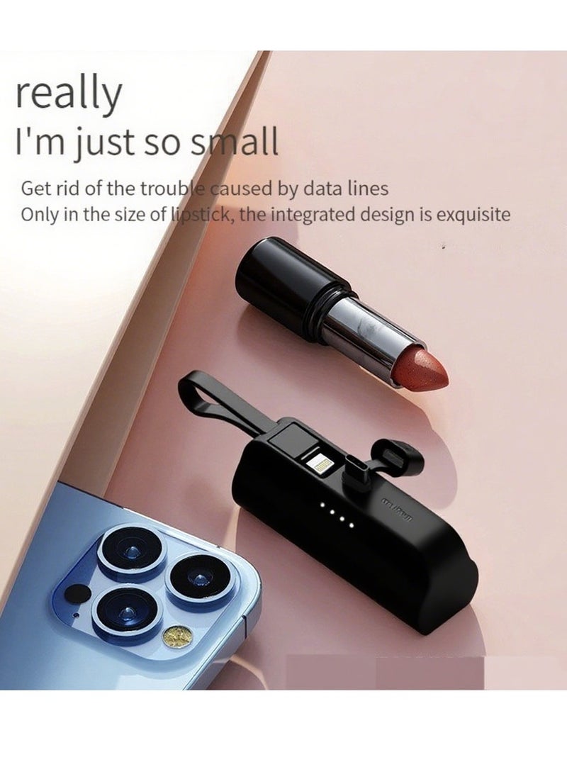 10000 mAh large capacity capsule power bank Apple and Typec cable dual plug comes with mobile phone holder portable multi-function power bank black  - Image 3