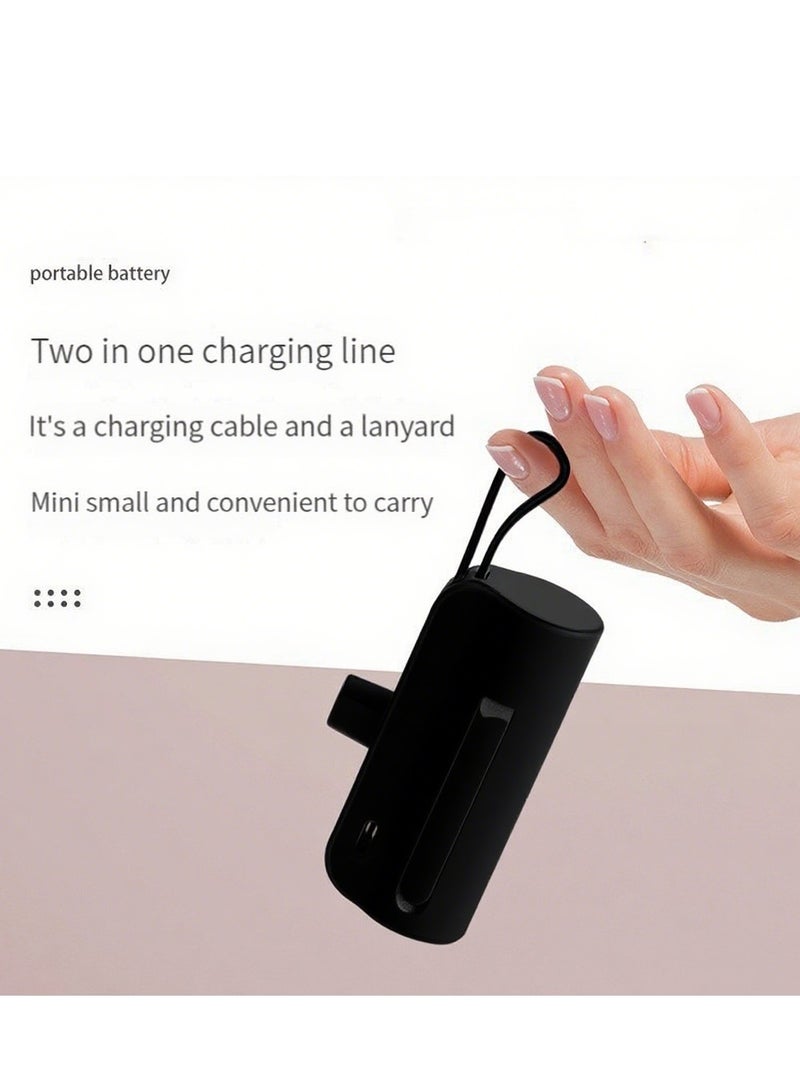 10000 mAh large capacity capsule power bank Apple and Typec cable dual plug comes with mobile phone holder portable multi-function power bank black  - Image 2