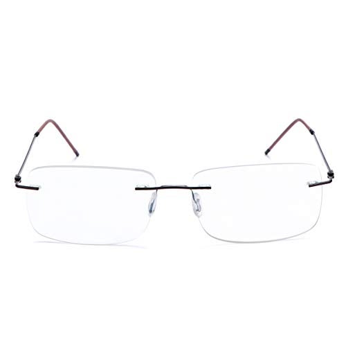 MIRYEA Rimless Progressive Multifocus Reading Glasses Blue Light Blocking No Line Multifocal Computer Readers for Women Men Rectangular Eyewear Titanium Lightweight Magnification Presbyopia Eyeglasses - Image 1