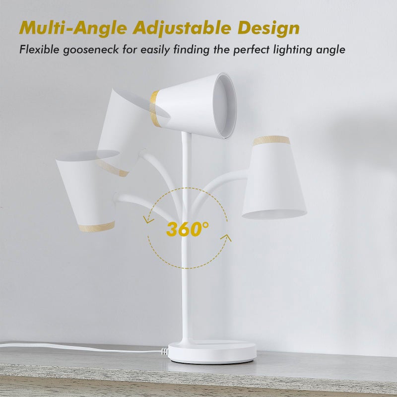 EJIAXIN Desk Lamp for College Dorm Room - Small LED Desk Lamp Touch Dimmable Reading Light for Home Office - Adjustable Flexible Gooseneck Table Lamp for Bedside Bedroom Nightstand White - Image 5