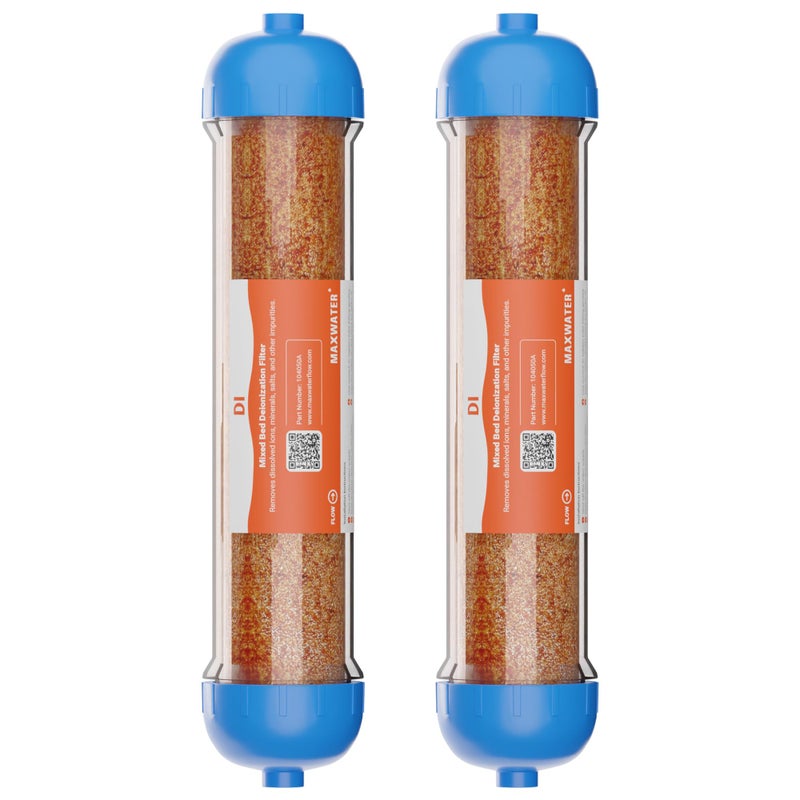 خرطوشة استبدال راتنج فلتر حوض السمك RODI من ماكس ووتر مع سرير مختلط لتبادل الأيونات متوافقة مع نظام ترشيح المياه بالتناضح العكسي 10