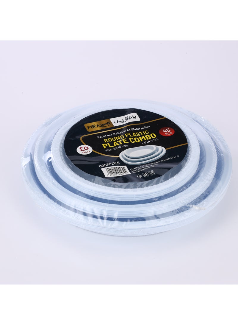 packwell Round Plastic Plate Combo7"/9/10" 3*15 pcs Each 15 pcs 45 pcs - Image 5