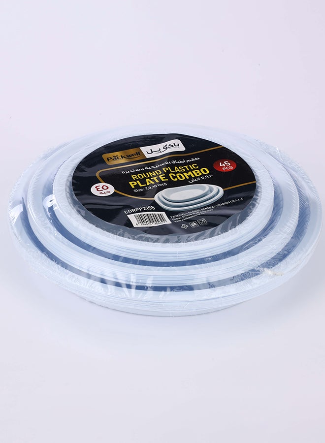 packwell Round Plastic Plate Combo7"/9/10" 3*15 pcs Each 15 pcs 45 pcs - Image 4