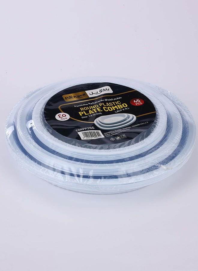 packwell Round Plastic Plate Combo7"/9/10" 3*15 pcs Each 15 pcs 45 pcs - Image 3