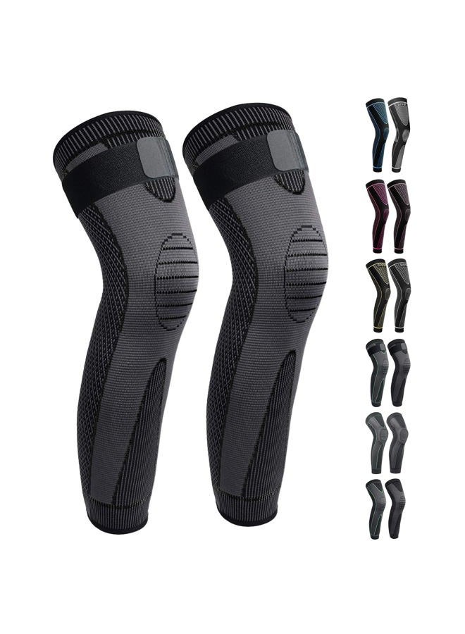 SKDK Full Leg Sleeves Long Compression Sleeve Knee Protect, for Man Women Basketball, Arthritis Cycling Sport Football, Reduce Varicose Veins & Swelling of Legs, Black-Updated, 4X-Large (1 Pair)  - Image 1