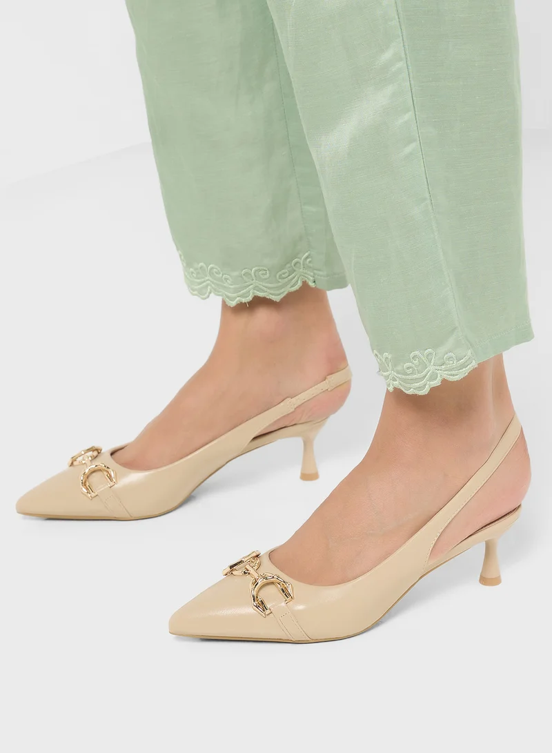 ايلا Horsebit Trim Detail Sling Back Pump