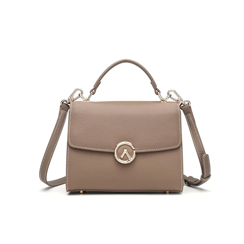 GELANNI Store - Briefcase Bag for Women and Girls, Genuine Leather Handbag with Magnetic Flap Buckle Closure, Bottom Rivets & Back Pocket, Adjustable & Detachable Strap, An Ideal Gift for Female - Image 1