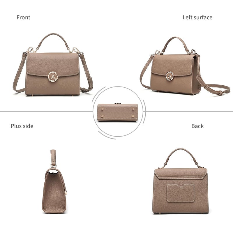 GELANNI Store - Briefcase Bag for Women and Girls, Genuine Leather Handbag with Magnetic Flap Buckle Closure, Bottom Rivets & Back Pocket, Adjustable & Detachable Strap, An Ideal Gift for Female - Image 4