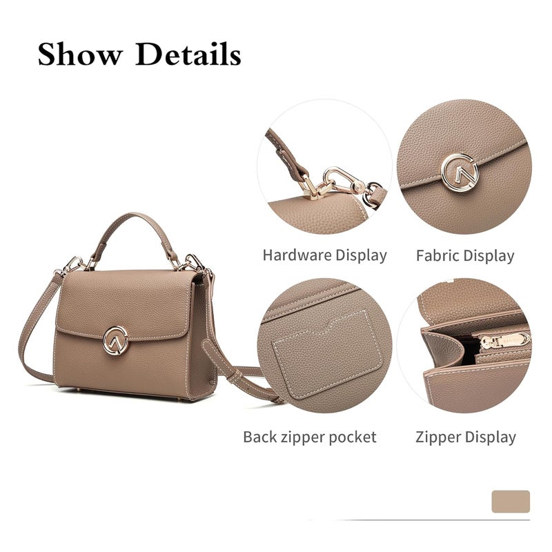 GELANNI Store - Briefcase Bag for Women and Girls, Genuine Leather Handbag with Magnetic Flap Buckle Closure, Bottom Rivets & Back Pocket, Adjustable & Detachable Strap, An Ideal Gift for Female - Image 3