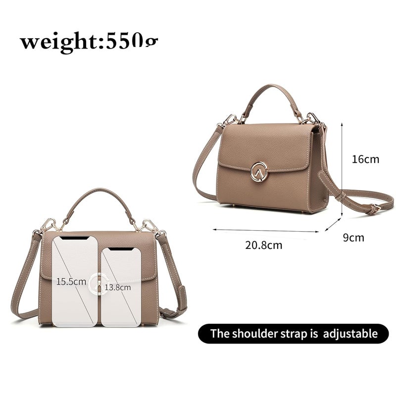 GELANNI Store - Briefcase Bag for Women and Girls, Genuine Leather Handbag with Magnetic Flap Buckle Closure, Bottom Rivets & Back Pocket, Adjustable & Detachable Strap, An Ideal Gift for Female - Image 5