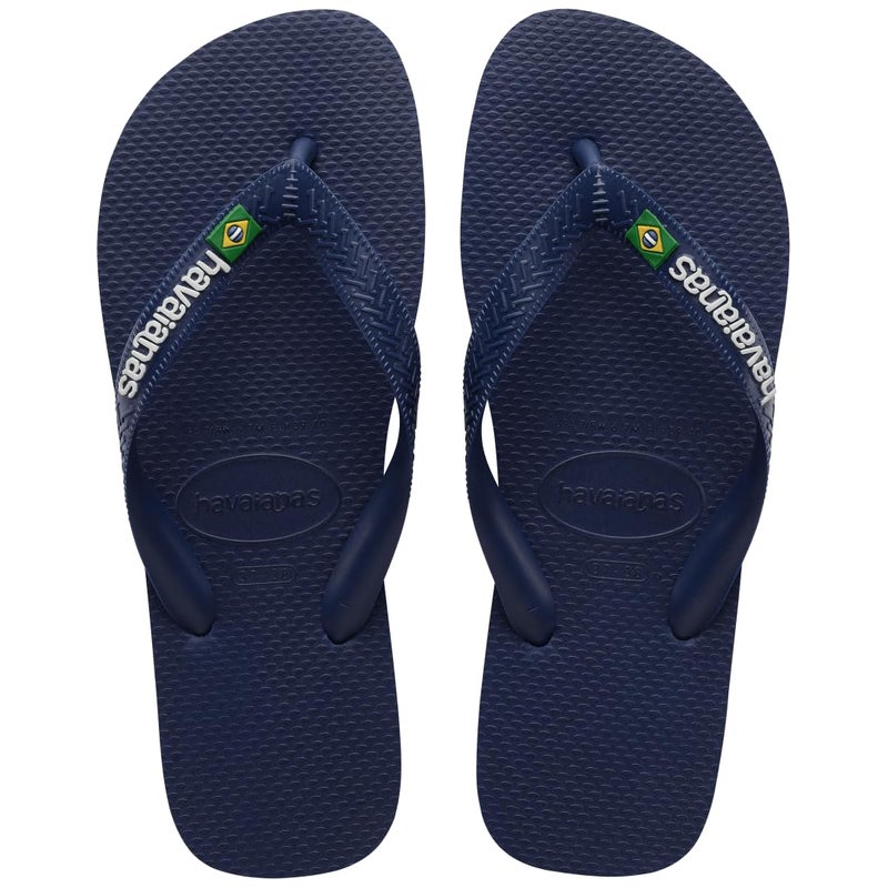 Havaianas صنادل هافايناس للنساء بشعار البرازيل - شباشب ربيعية وصيفية للنساء باللون الأزرق البحري 1112W 910M - Image 2