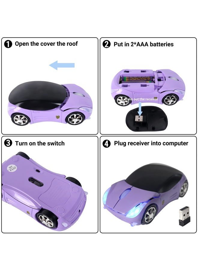 elec Space Wireless Mouse - Cool Car Design in Stylish Purple, Perfect for Laptop and Desktop Use, Ideal for Gamers and Students, USB Connectivity - Image 5
