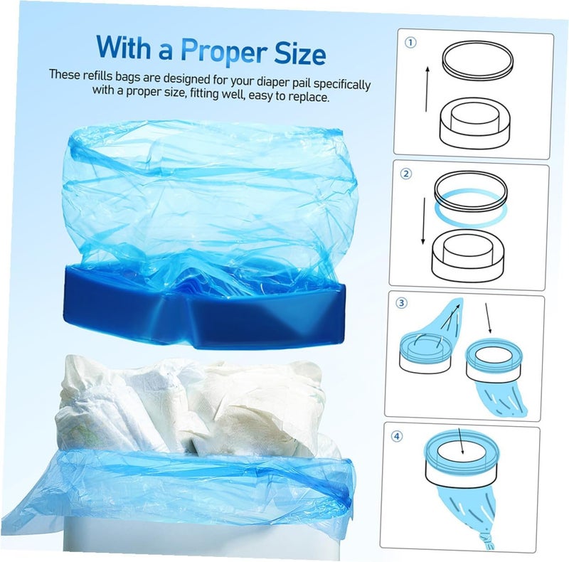 5 Rolls Pe Diaper Disposal Bags 260mm X 7m Leak-resistant Blue Scented Trash Bags for Home Nursery and Outdoor Use - Image 3