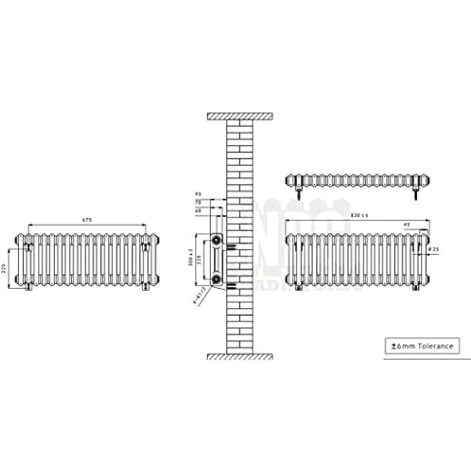 TRADITIONAL RADIATOR ANTHRACITE CAST IRON 2 COLUMN HORIZONTAL CENTRAL HEATING BATHROOM RADIATORS 300X830MM - Image 3