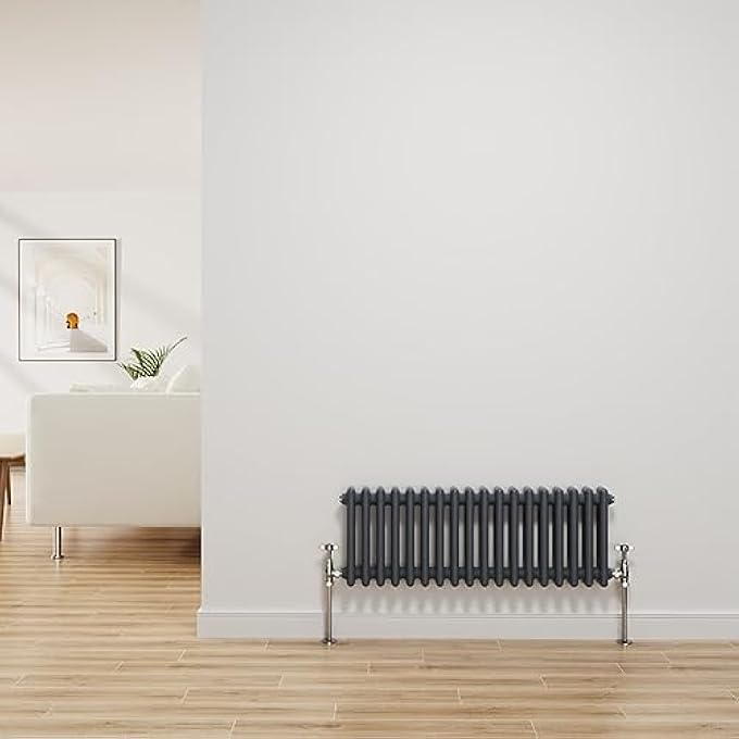 TRADITIONAL RADIATOR ANTHRACITE CAST IRON 2 COLUMN HORIZONTAL CENTRAL HEATING BATHROOM RADIATORS 300X830MM - Image 2