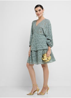 YAS V-Neck Mesh Detailed Dress  - Image 4