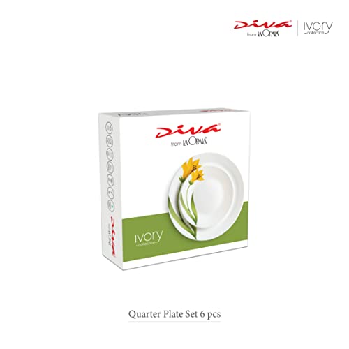 La Opala Diva Ivory Collection Opal Glass Crockery | Quarter Plate Set of 6 | Grace Red Design | Side Plate for Snacking & Gifting | Microwave Safe | 100% Vegetarian | Extra Strong | Light & White - Image 4