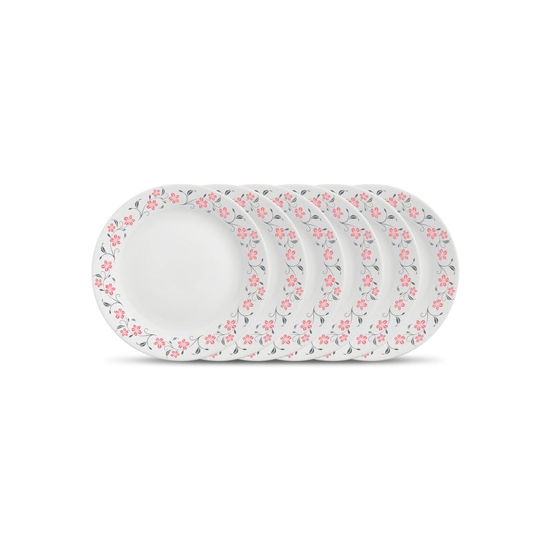 La Opala Diva Ivory Collection Opal Glass Crockery | Quarter Plate Set of 6 | Grace Red Design | Side Plate for Snacking & Gifting | Microwave Safe | 100% Vegetarian | Extra Strong | Light & White - Image 5