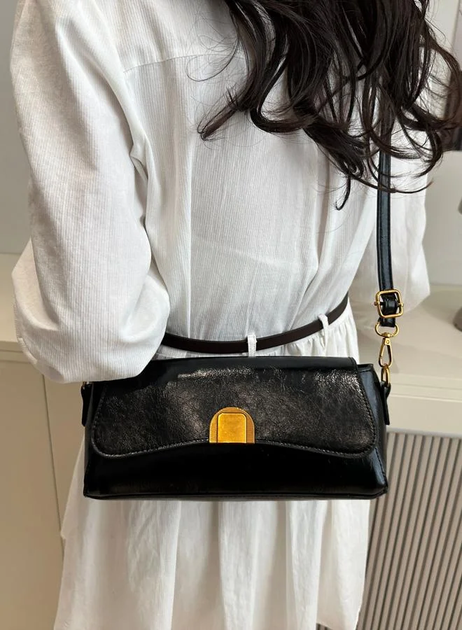 تايك تو Black Faux Leather Crossbody Bag