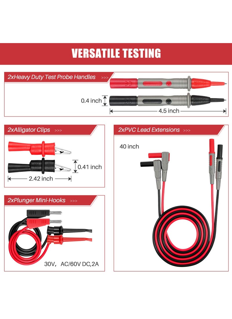 AstroAI AstroAI 8Pcs Multimeter Test Leads Set with Alligator Clips, Plunger Mini Hooks and Test Probes 1000V 10A CAT III & CAT IV 600V for Fluke, KAIWEETS, INNOVA Multimeter, Voltmeter, Clamp Meter  - Image 2