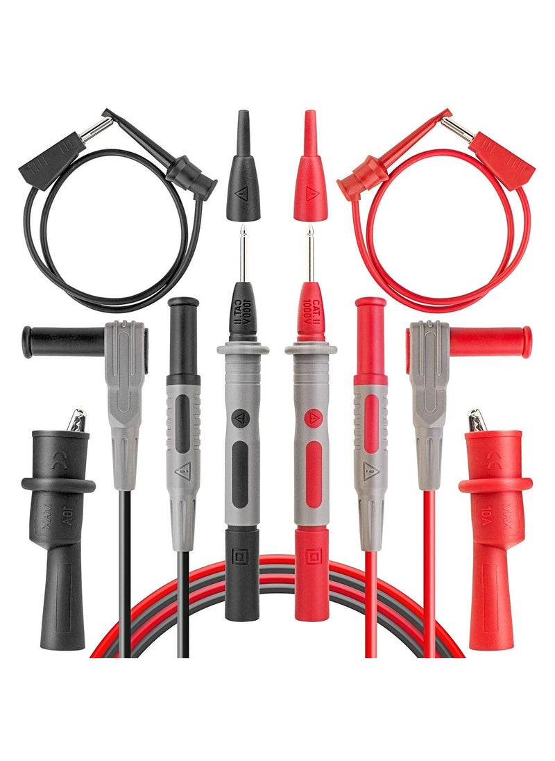 AstroAI AstroAI 8Pcs Multimeter Test Leads Set with Alligator Clips, Plunger Mini Hooks and Test Probes 1000V 10A CAT III & CAT IV 600V for Fluke, KAIWEETS, INNOVA Multimeter, Voltmeter, Clamp Meter  - Image 1