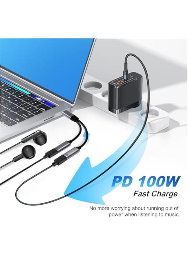 Arabest USB C Splitter，2 in 1 USB C Headphone and Charger Adapter Audio Dongle Cable with PD 100W for iPhone 16 15 Pro Max, Pixel 9 8 7, Galaxy S24 S23 S22, iPad Pro - Image 3