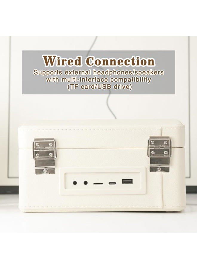 WhatPlus Portable CD Player with Bluetooth 5.2, Rechargeable Battery & Built-in Speakers – Hi-Fi Retro Suitcase Design for Home Decor, AUX/TF Card Support – Ideal Gift (Vintage White) - Image 5