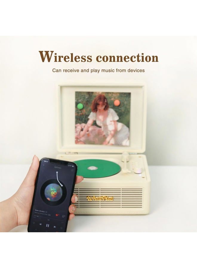WhatPlus Portable CD Player with Bluetooth 5.2, Rechargeable Battery & Built-in Speakers – Hi-Fi Retro Suitcase Design for Home Decor, AUX/TF Card Support – Ideal Gift (Vintage White) - Image 4