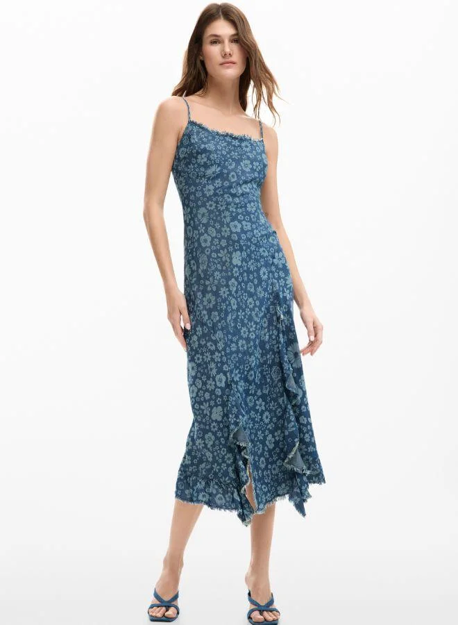 Denim ruffle dress