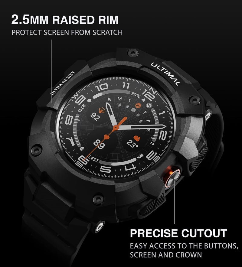 ULTIMAL Bands Compatible with Samsung Galaxy Watch Ultra 47mm band with case for Men, Rugged Sports Case Protective for Galaxy Watch Ultra (2025/2024) Matte Black - Image 3