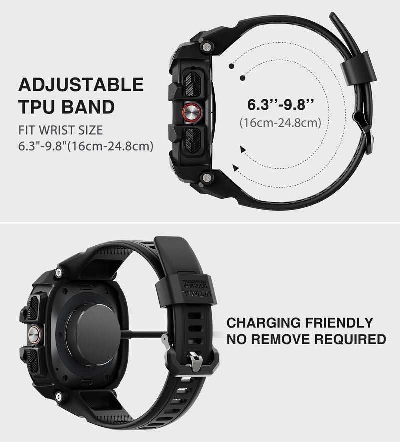 ULTIMAL Bands Compatible with Samsung Galaxy Watch Ultra 47mm band with case for Men, Rugged Sports Case Protective for Galaxy Watch Ultra (2025/2024) Matte Black - Image 5