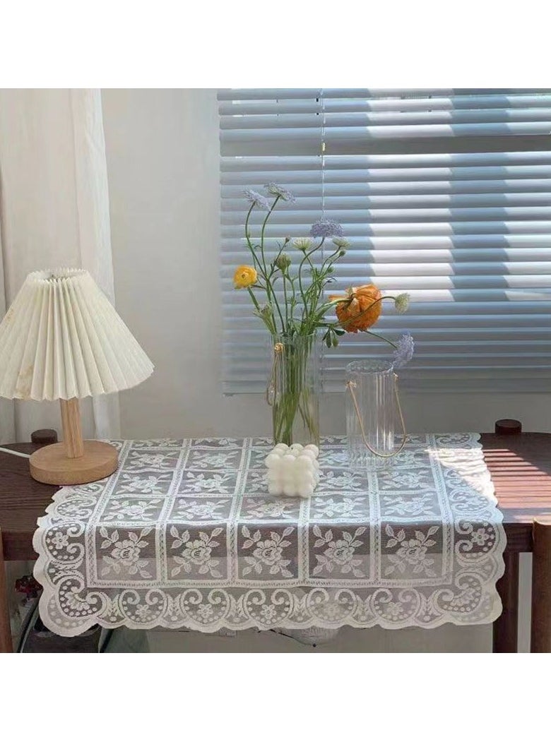 Generic Macrame Lace Table Doilies Square Bedside Tablecloth Nightstand Cover Coffee Dining Tables Centerpiece Small Table Cloth Vase Mat  (Pure White 60*60cm)  - Image 1