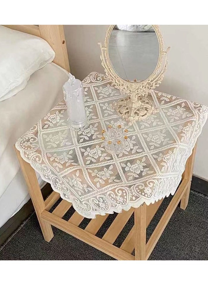 Generic Macrame Lace Table Doilies Square Bedside Tablecloth Nightstand Cover Coffee Dining Tables Centerpiece Small Table Cloth Vase Mat  (Pure White 60*60cm)  - Image 2