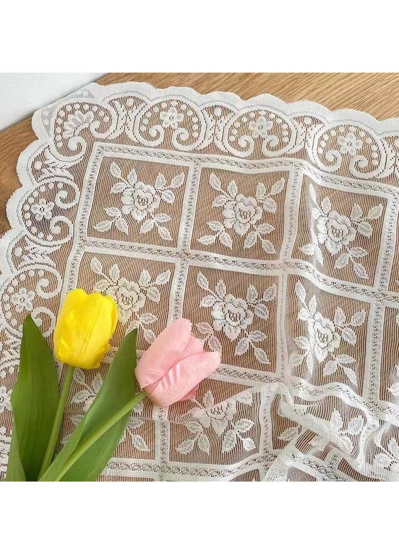 Generic Macrame Lace Table Doilies Square Bedside Tablecloth Nightstand Cover Coffee Dining Tables Centerpiece Small Table Cloth Vase Mat  (Pure White 60*60cm)  - Image 4
