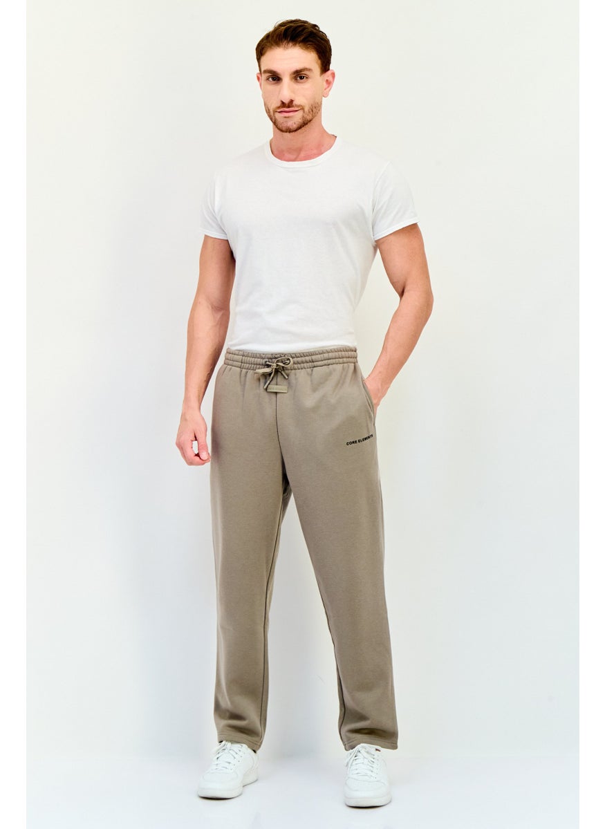 Core Elements Men Brand Logo Sweatpants, Taupe  - Image 4